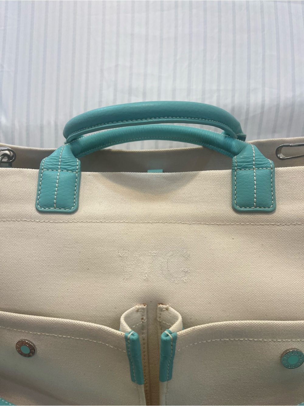Tiffany & Co. Jitney Cream Canvas Tote with Shoulder Strap - Picture 14 of 14